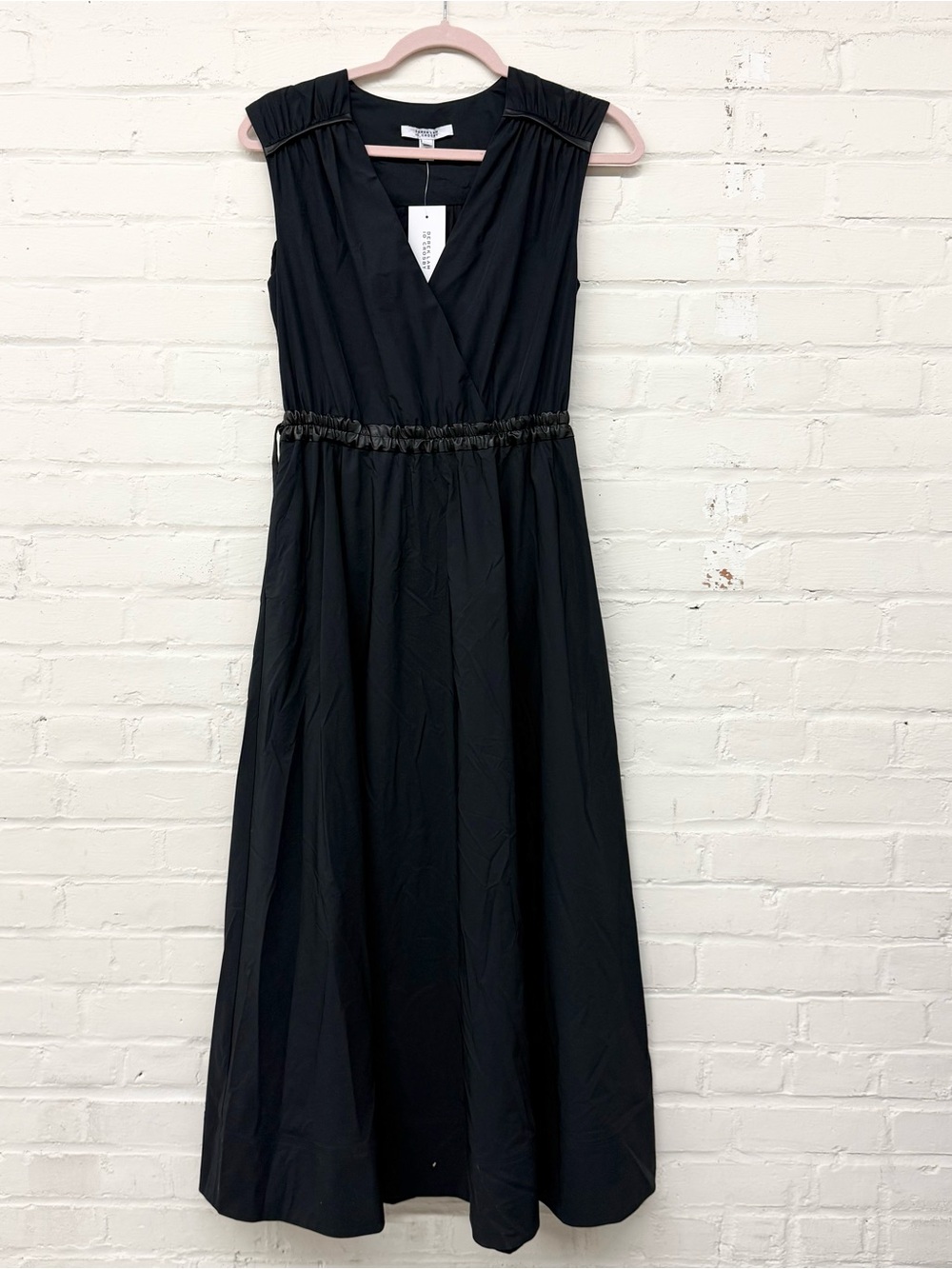 NWT Derek Lam 10 Crosby Eros Faux Leather Trim Poplin Dress Size 10 - Picture 2 of 8